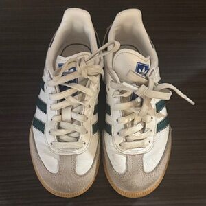 Adidas Samba kids White and Dark Green Sneakers